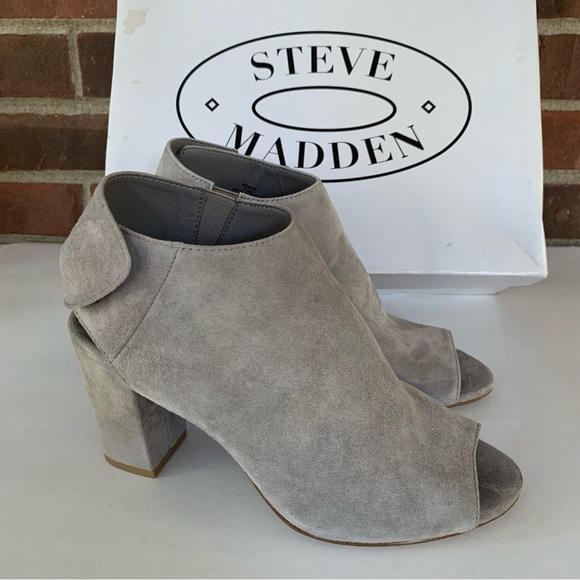 Steve Madden Nonstp Heel Grey Suede Block Heel Sandals Women’s Size US 6.5 M - Picture 1 of 10